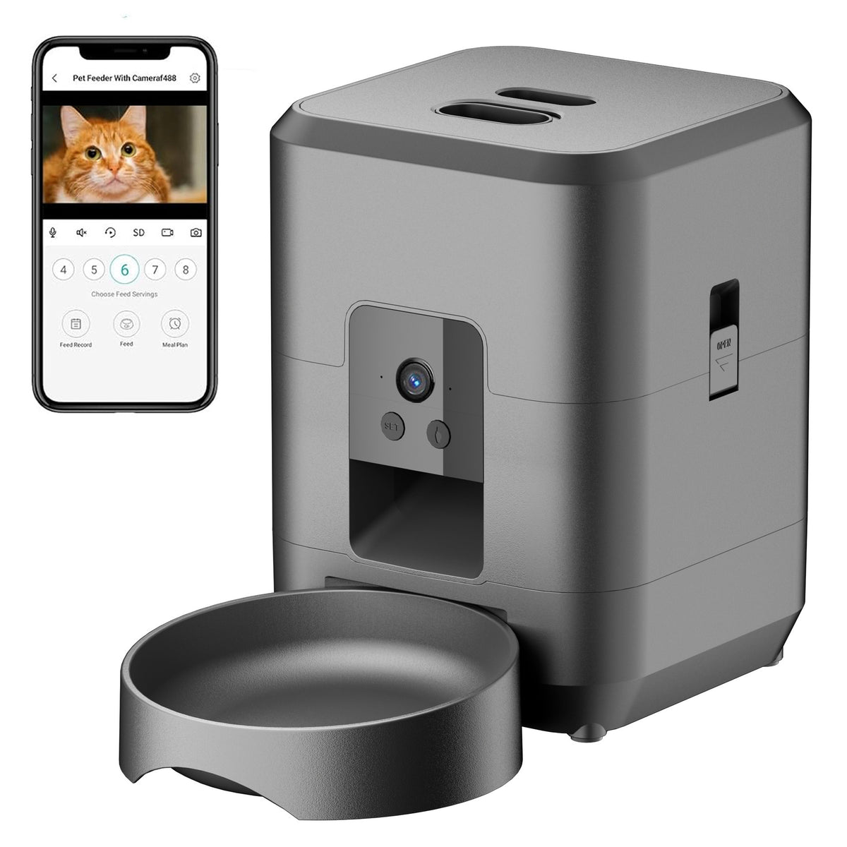 Automatic Pet Feeder with Video and WiFi for Cats and Dogs 2L