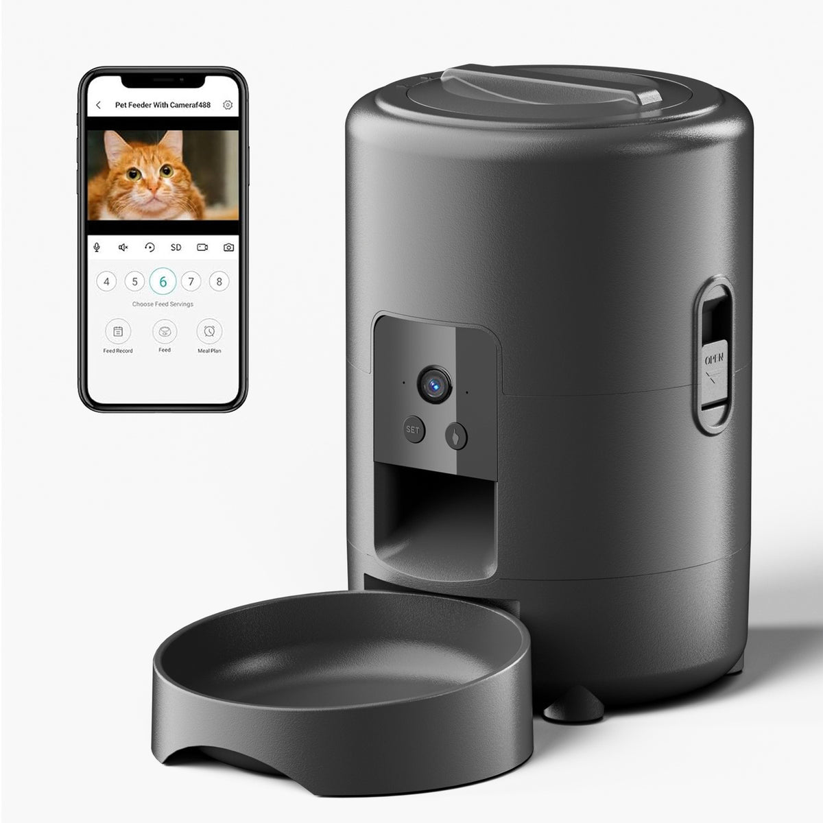 Automatic Pet Feeder with Video and WiFi for Cats and Dogs 2L