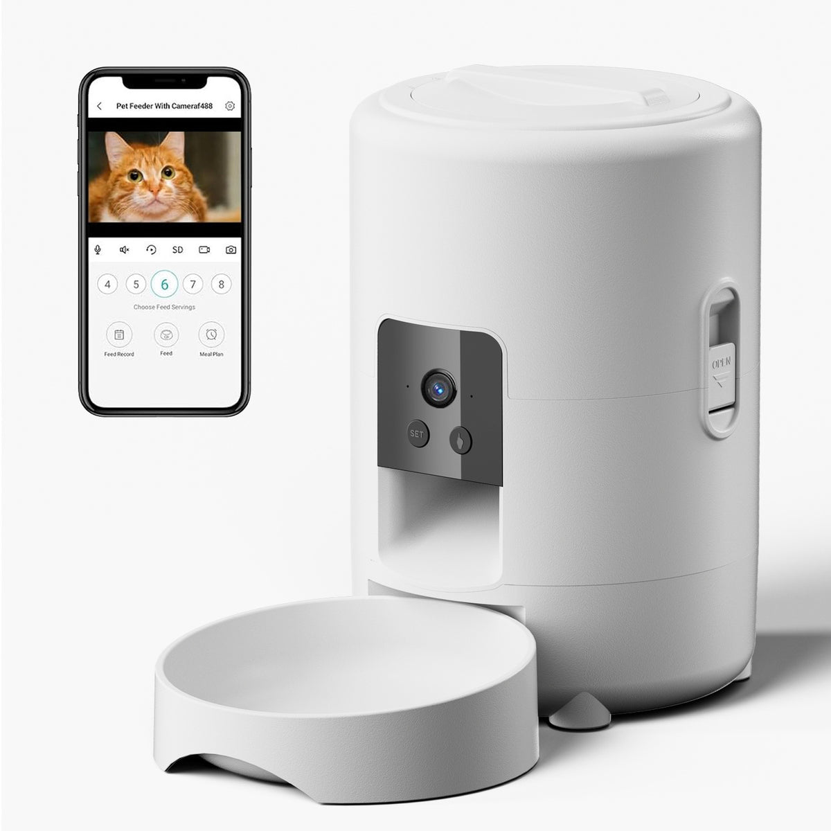 Automatic Pet Feeder with Video and WiFi for Cats and Dogs 2L