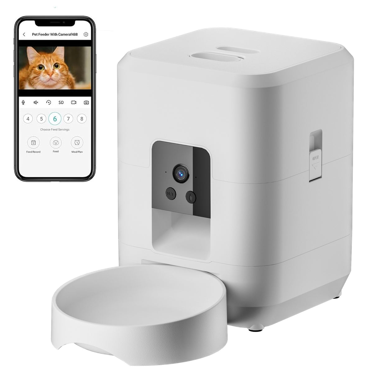 Automatic Pet Feeder with Video and WiFi for Cats and Dogs 2L